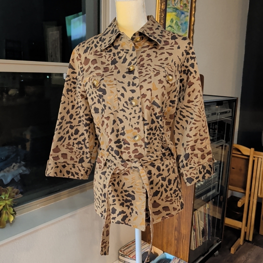 Carole Little Women's Leopard Print Utility Jacket Size 18